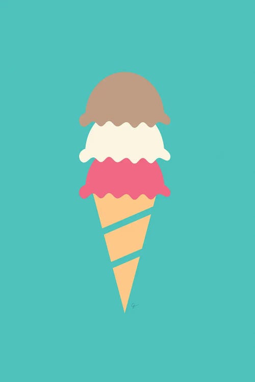 Neopolitan Three Scoop Ice Cream Cone