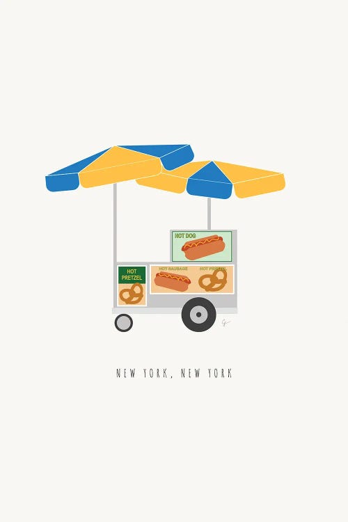 NYC Hot Dog Cart by Lyman Creative Co. wall art