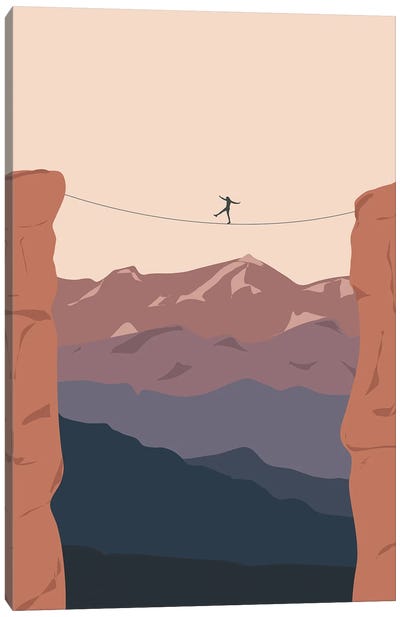 Balancing In The Mountains At Sunset Canvas Art Print