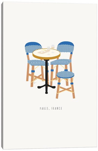 Paris Cafe Chairs Canvas Art Print - Paris Typography