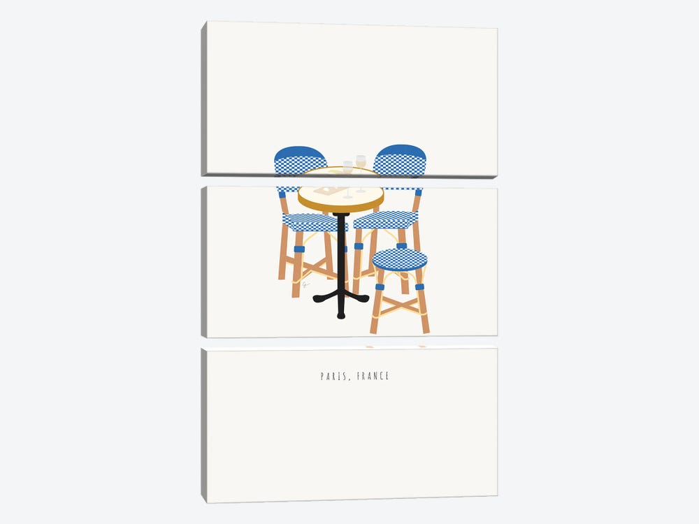Paris Cafe Chairs by Lyman Creative Co. 3-piece Canvas Art Print