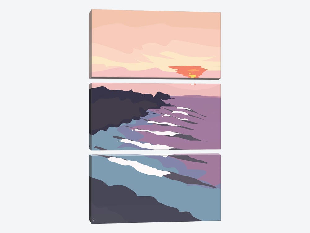 Chicama, Peru Ocean Waves At Sunset by Lyman Creative Co. 3-piece Canvas Artwork