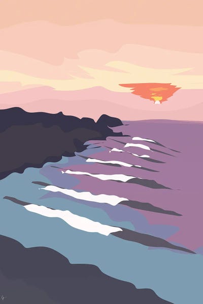 Chicama, Peru Ocean Waves At Sunset