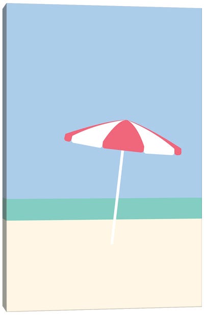 Umbrella On Playa Blanco | Cartagena, Colombia Canvas Art Print - Lyman Creative Co