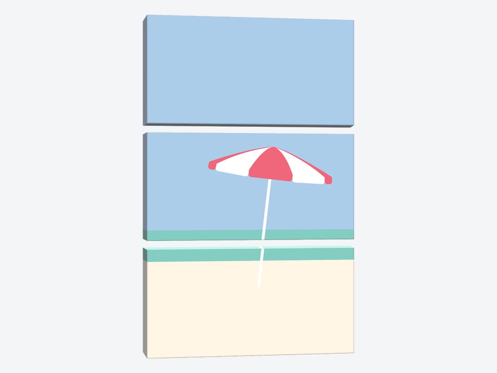 Umbrella On Playa Blanco | Cartagena, Colombia by Lyman Creative Co. 3-piece Canvas Artwork