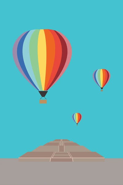 Hot Air Balloons: Teotihuacan, La Piramide Del Sol, Mexico by Lyman Creative Co.