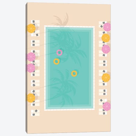 Palm Springs Pool Aerial Canvas Print #ELY2} by Lyman Creative Co. Art Print