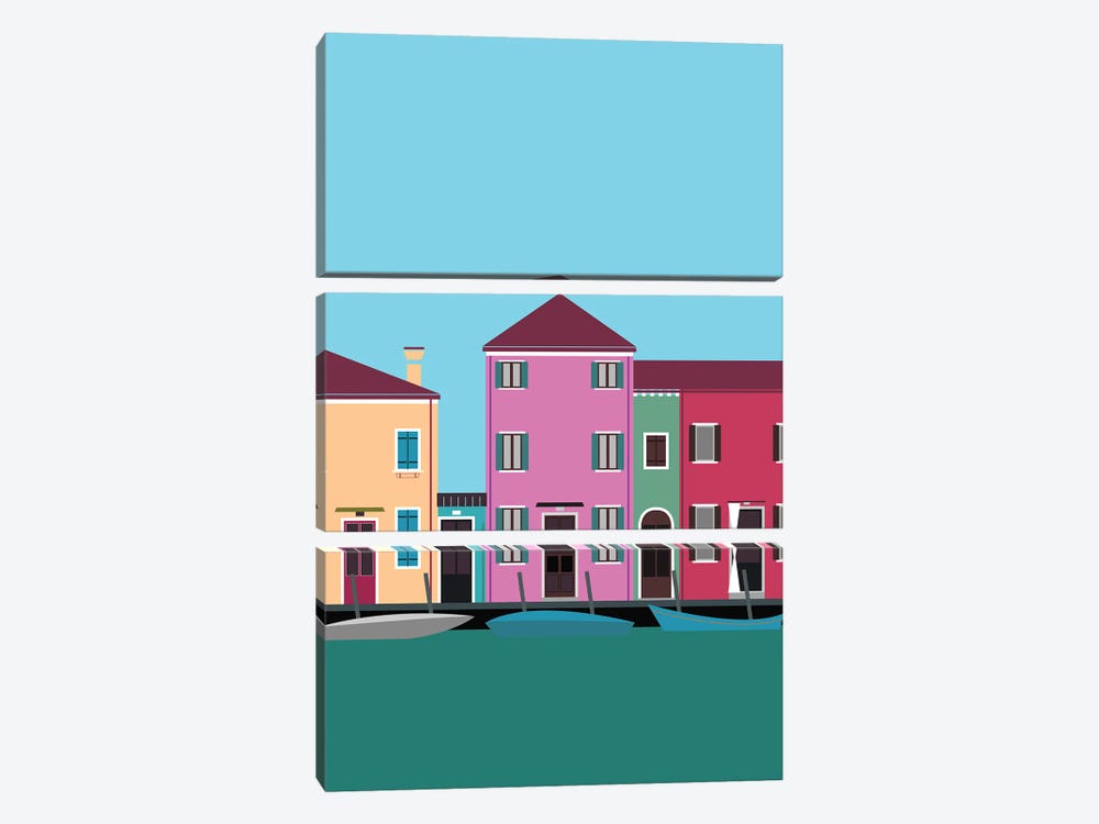 Colorful Burano, Italy by Lyman Creative Co. 3-piece Canvas Print
