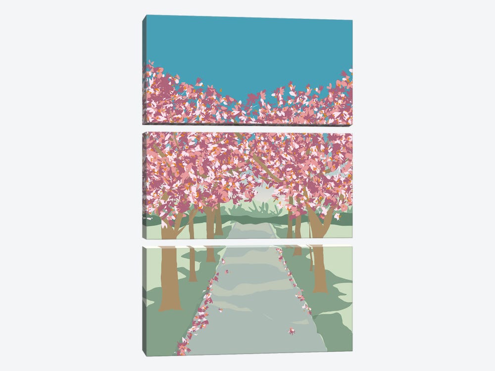 Cherry Blossoms In Battersea Park, London by Lyman Creative Co. 3-piece Canvas Artwork