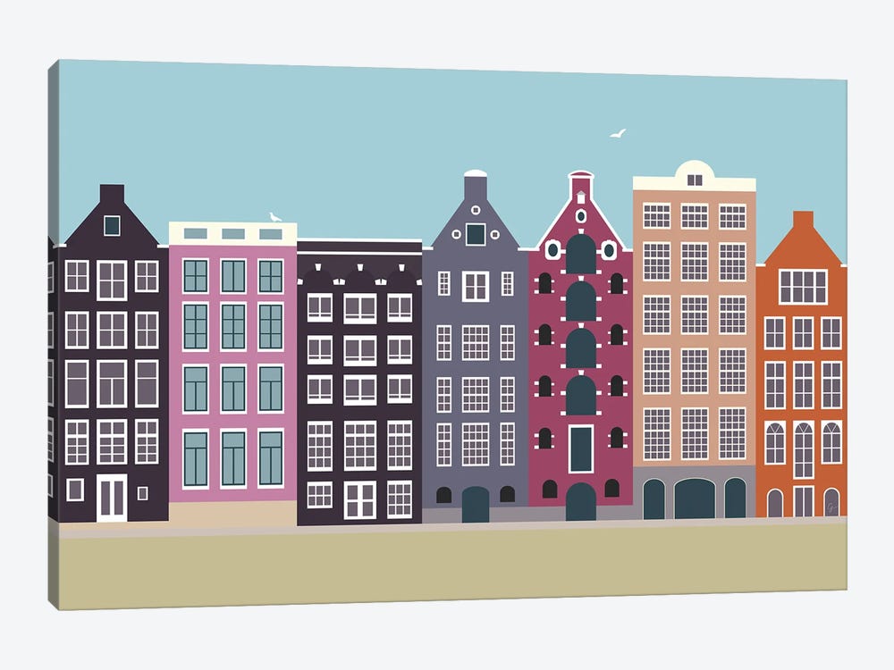 Damrak, Amsterdam, The Netherlands by Lyman Creative Co. 1-piece Canvas Print