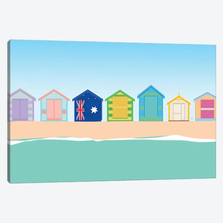 Brighton Beach Bathing Boxes, Melbourne, Australia Canvas Print #ELY37} by Lyman Creative Co. Canvas Art