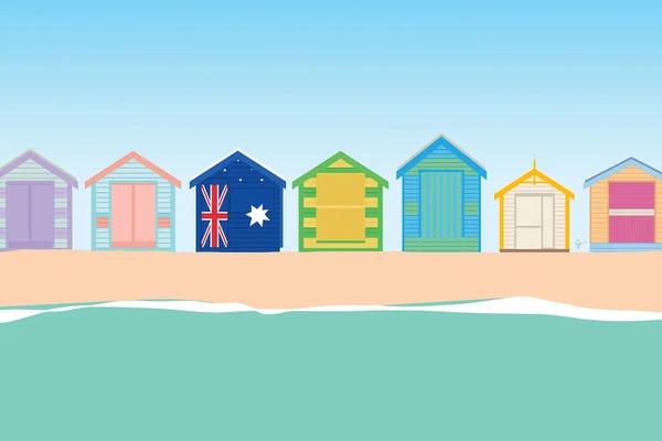 Victoria: Brighton Beach Bathing Boxes, Melbourne, Australia by Lyman Creative Co.