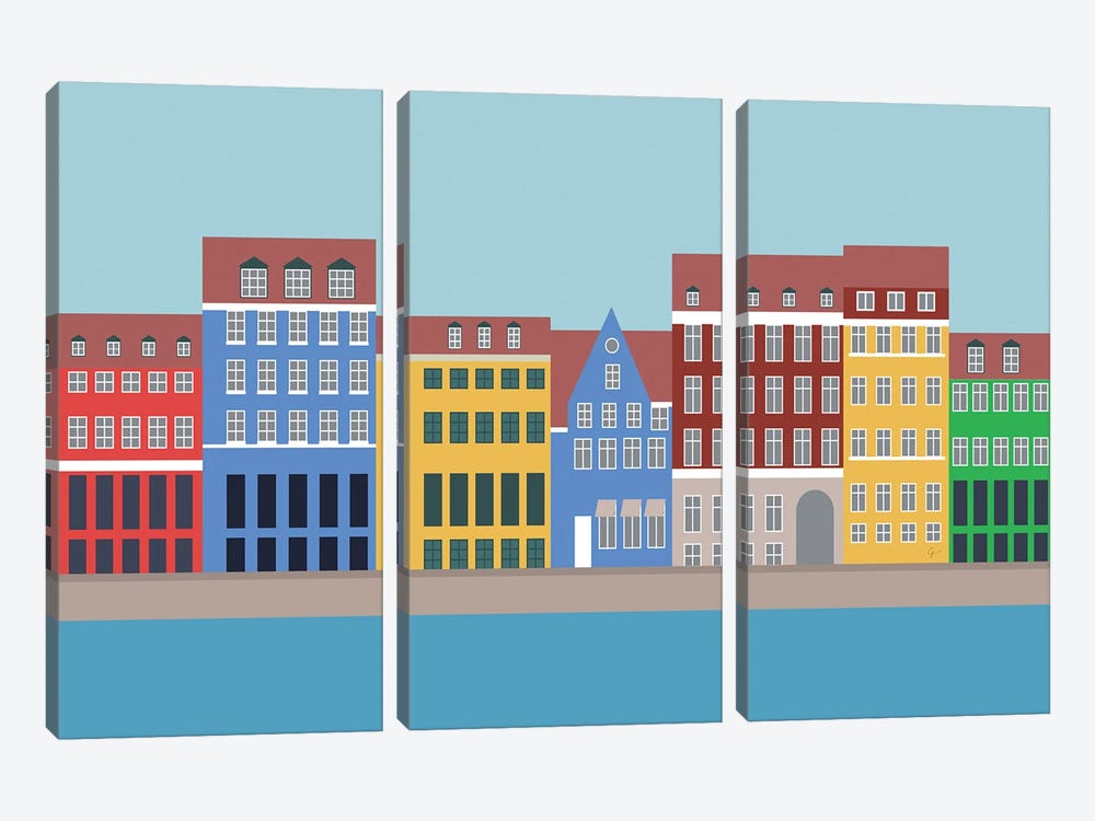 Nyhavn, Copenhagen, Denmark North by Lyman Creative Co. 3-piece Canvas Art Print