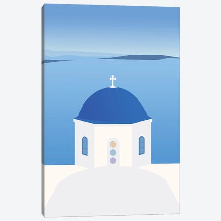 Blue Dome Church, Oia, Santorini, Greece Canvas Print #ELY43} by Lyman Creative Co. Canvas Art