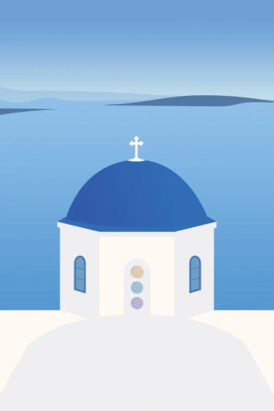 Domes: Blue Dome Church, Oia, Santorini, Greece by Lyman Creative Co.
