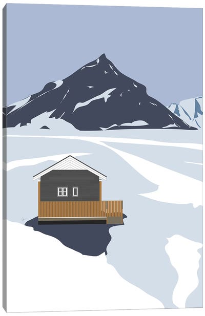 Iceland, Cabin In The Snow Canvas Art Print - Cabins