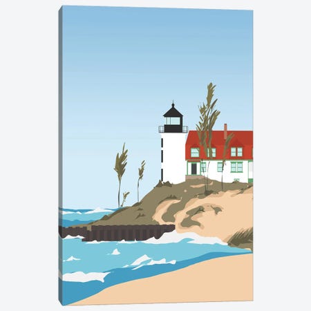 Lighthouse On Lake Michigan, USA Canvas Print #ELY52} by Lyman Creative Co. Canvas Print