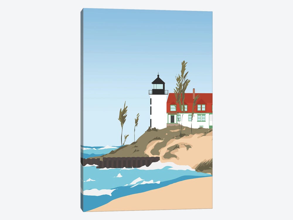 Lighthouse On Lake Michigan, USA by Lyman Creative Co. 1-piece Art Print