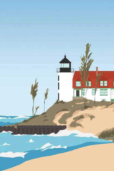 Michigan: Lighthouse On Lake Michigan, USA by Lyman Creative Co.
