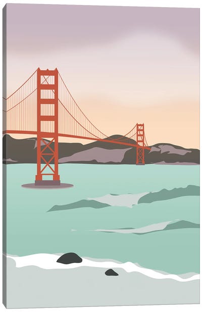 Waves Under The Golden Gate Bridge, San Francisco, California Canvas Art Print - Lyman Creative Co