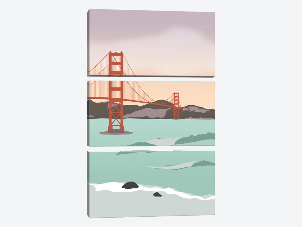 Waves Under The Golden Gate Bridge, San Francisco, California by Lyman Creative Co. 3-piece Canvas Artwork