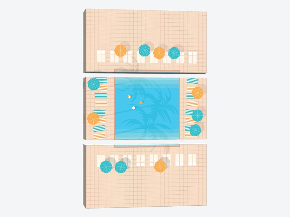 Palm Springs Square Pool Aerial by Lyman Creative Co. 3-piece Canvas Art Print