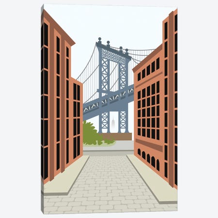 Manhattan Bridge, DUMBO, Downtown Brooklyn, NYC Canvas Print #ELY60} by Lyman Creative Co. Canvas Artwork