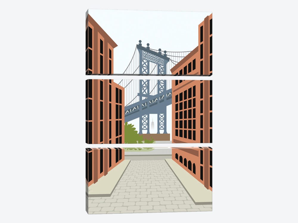 Manhattan Bridge, DUMBO, Downtown Brooklyn, NYC by Lyman Creative Co. 3-piece Canvas Art