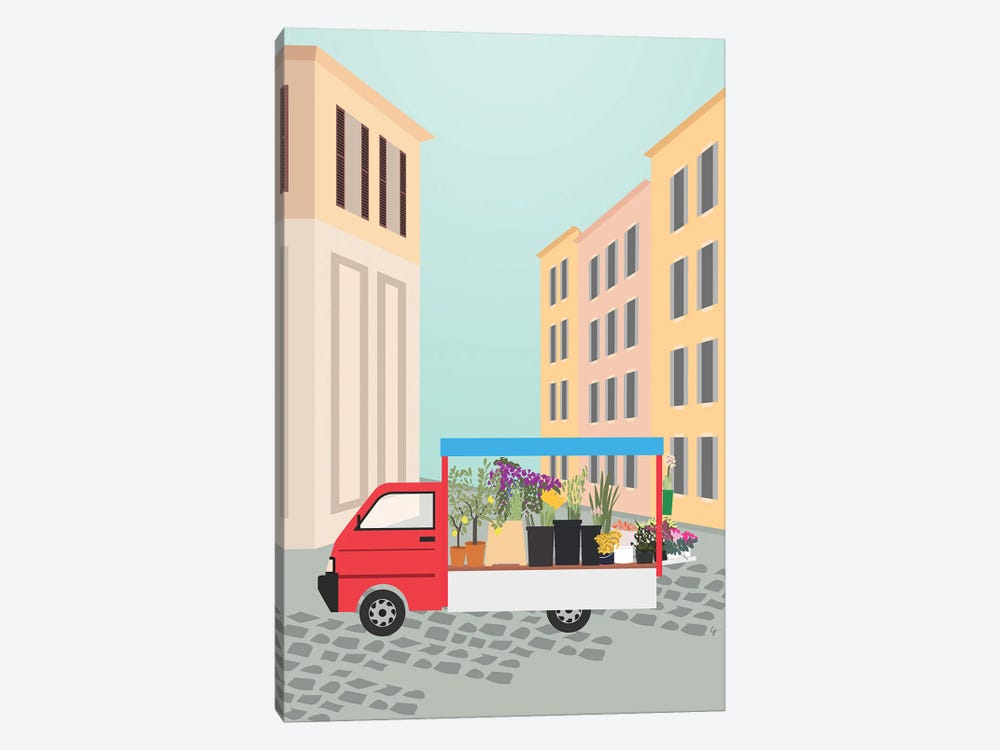 Flower Truck In Rome, Italy by Lyman Creative Co. 1-piece Art Print