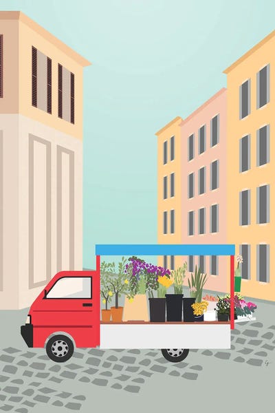 La Dolce Vita: Flower Truck In Rome, Italy by Lyman Creative Co.