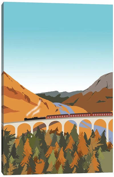 Train On The Glenfinnan Viaduct, Scottish Highlands, Scotland Canvas Art Print - Lyman Creative Co