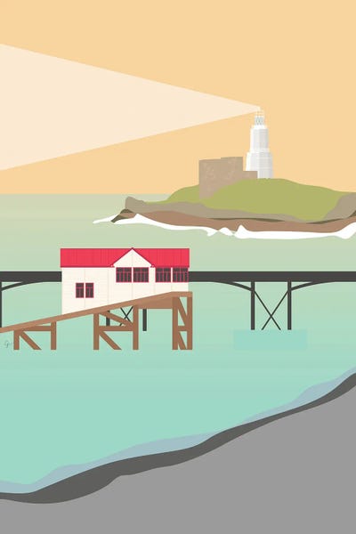 Wales: Mumbles Pier & Lighthouse, Swansea Bay, South Wales by Lyman Creative Co.