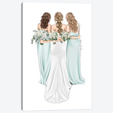 Bride & Bridesmaids Canvas Print #ELZ103} by Elza Fouche Canvas Art Print