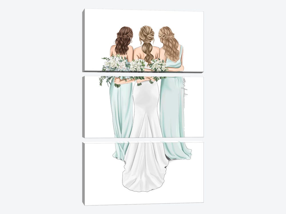 Bride & Bridesmaids by Elza Fouche 3-piece Canvas Artwork