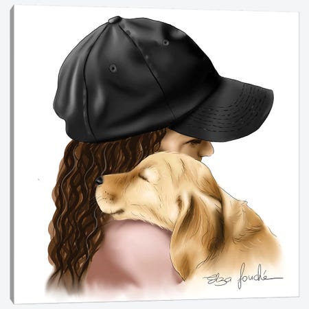 Me And My Puppy Canvas Print #ELZ113} by Elza Fouche Canvas Artwork