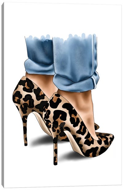 Leopard Spot Heels Canvas Art Print - Shoe Art