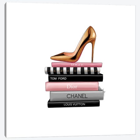 iCanvas Soft Rose Gold Peep Toe Heel With Roses On Fashion Books