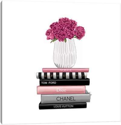Books And Peonies Canvas Art Print - Elza Fouché