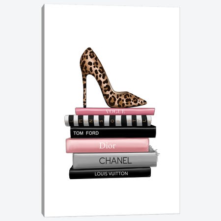 Leopard Heels And Books Canvas Print #ELZ125} by Elza Fouche Canvas Artwork