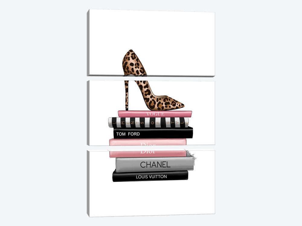 Leopard Heels And Books by Elza Fouche 3-piece Canvas Artwork