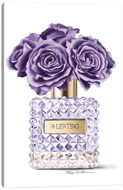 Purple roses & Perfume Canvas Art Print - Glam Décor