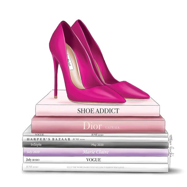 Barbiecore: Hot Pink Shoes & Books by Elza Fouche