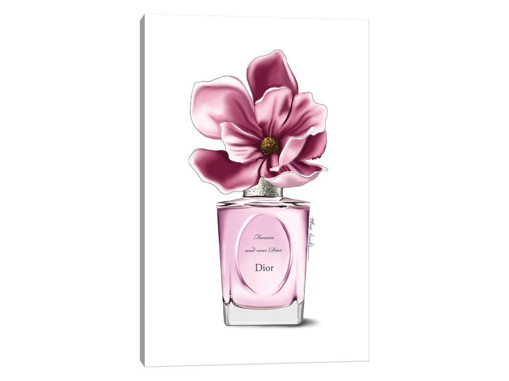 Dior Perfume & Magnolia Canvas Print Wall Art by Elza Fouche