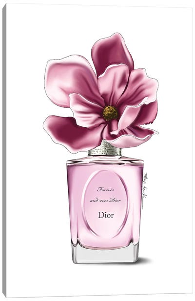 Dior Perfume & Magnolia Canvas Art Print - Elza Fouché