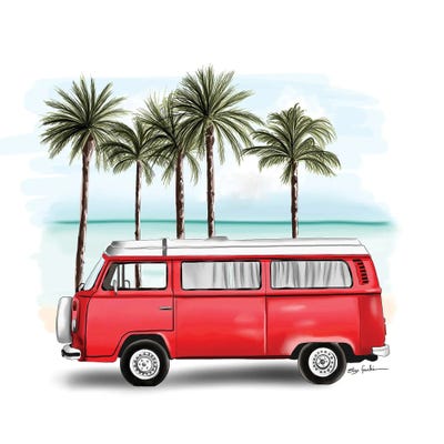 Red Kombi by Elza Fouche framed wall art