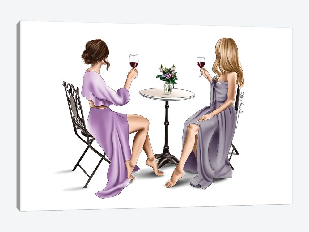 Red wine & Dresses by Elza Fouche 1-piece Canvas Wall Art