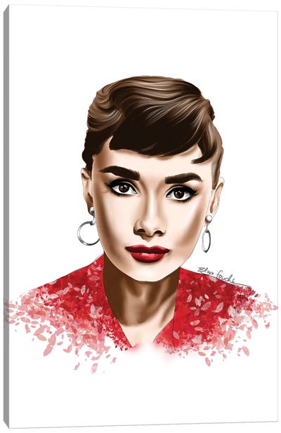 Audrey In Red Canvas Art Print - Women's Top & Blouse Art