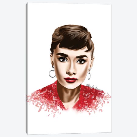 Audrey In Red Canvas Print #ELZ182} by Elza Fouche Canvas Art Print