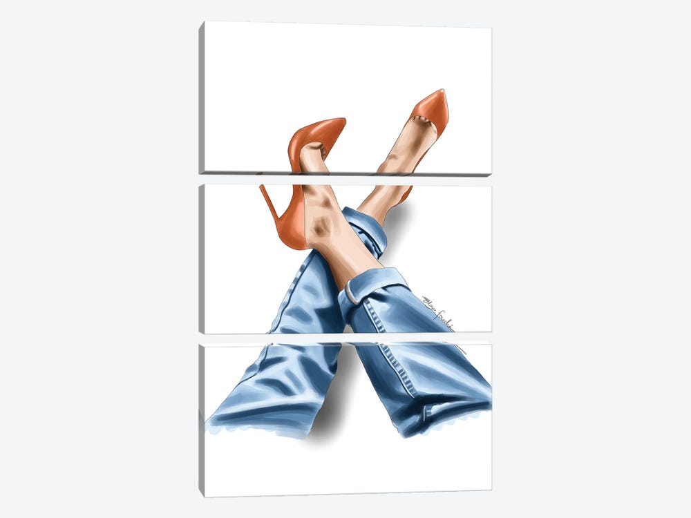 Orange Heels by Elza Fouche 3-piece Canvas Art Print