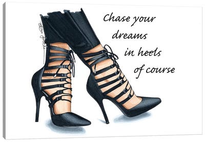Chase Your Dreams In Heels Canvas Art Print - Shoe Art